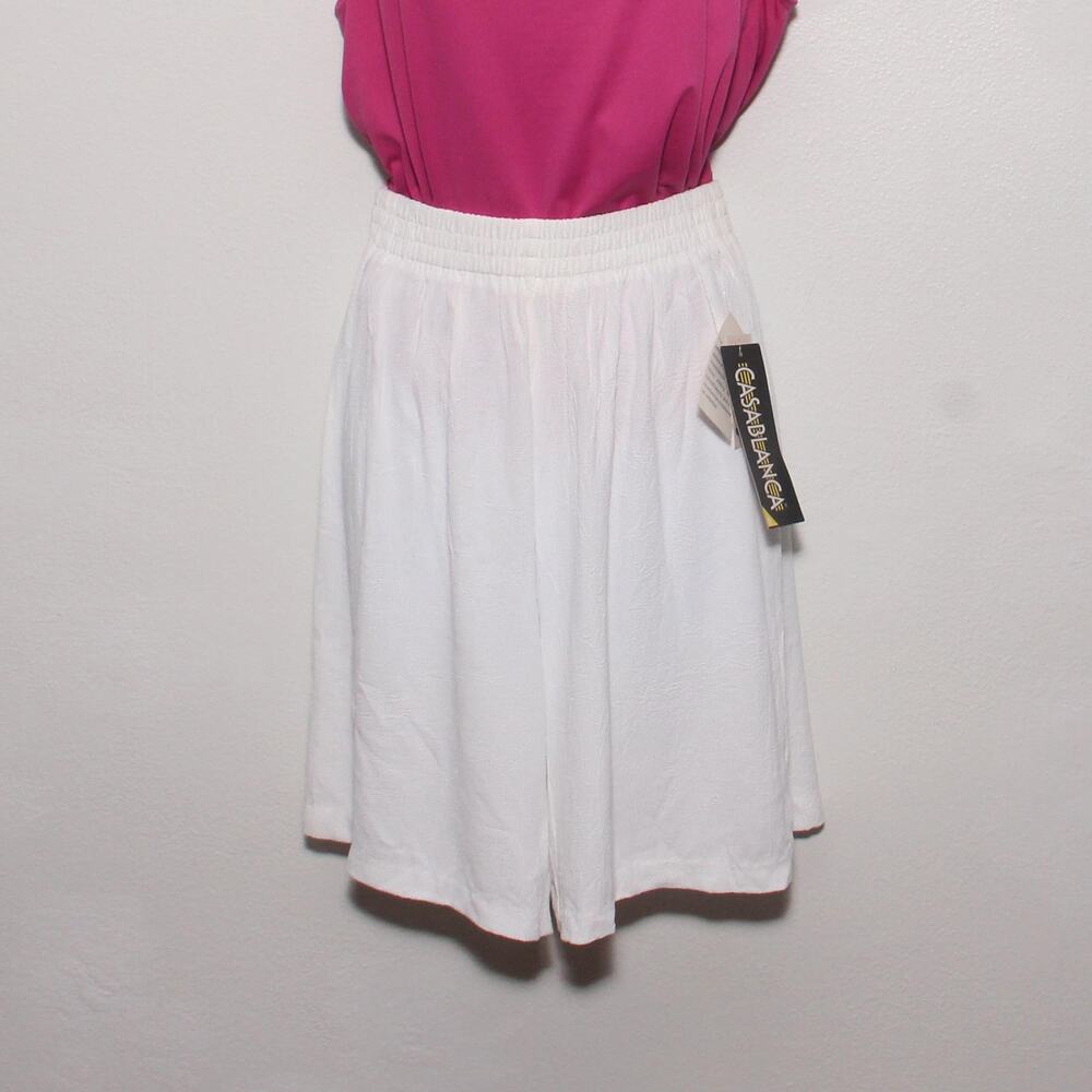 Vintage NEW Casablanca White Textured Culotte Skort Shorts Small Made in USA